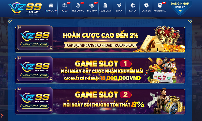 Các chương trình khuyến mãi khi tham gia chơi Slot Game tại VZ99